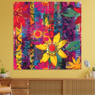 Toile Bloom Urbain - Vivid Graffiti Flower Explosion