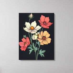 Toile Blooms vibrants sur le noir