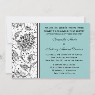 Toile Blue and White Wedding Invitations