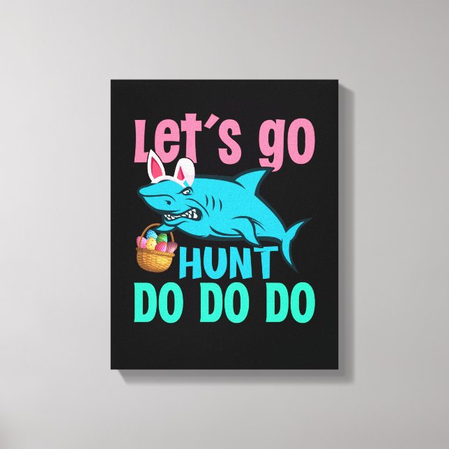 Toile Blue Bunny Oreilles requin Chasse aux oeufs de Pâq (Recto)