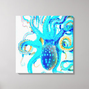 Toile Blue colorful octopus