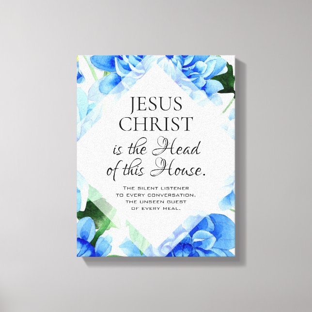 Toile Blue Dahlia Fleurs Christian Citation religieuse (Recto)