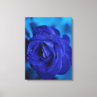 Toile Blue Flower Stretched Canvas Print