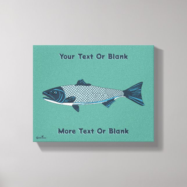 Toile Blue Folk Art Trout/Saumon (Recto)