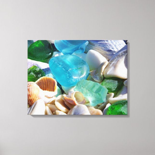 Toile Blue Green Sea Glass Art Prints Canvas Beach Coast (Recto)