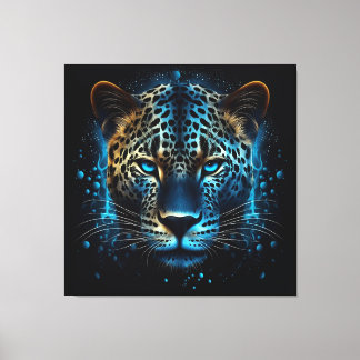 Toile Blue Leopard AI Art
