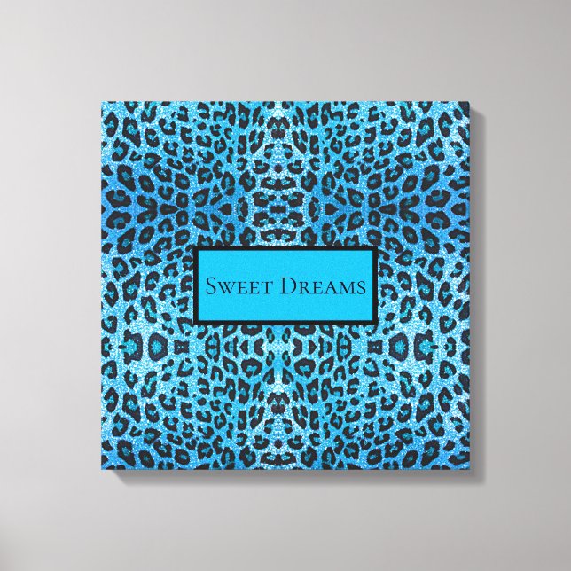 Toile Blue Leopard Faux Sparkle Sweet Dreams Modern Chic (Recto)