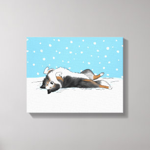 Toile Blue Merle Shetland Sheepdog Shelter Neige d'hiver