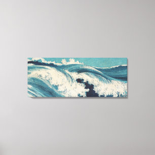 Toile Blue Ocean Waves Bois japonais