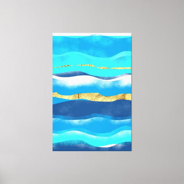 Toile Blue Ocean Waves Contemporain Abstrait Seascape (Recto)