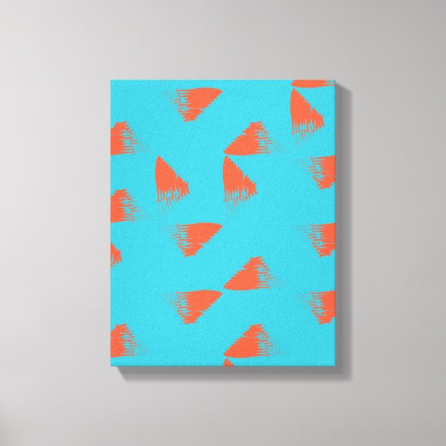 Toile Blue, orange, vibrant, trendy geometric pattern (Recto)