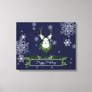 Toile Blue Reindeer Canvas Print