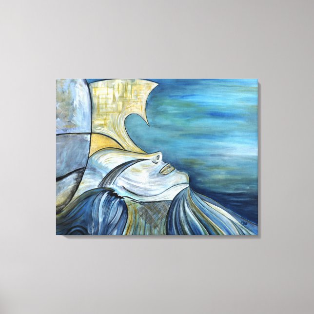 Toile Blue Sea Goddess Surreal Whimsical Imaginaire Myst (Recto)