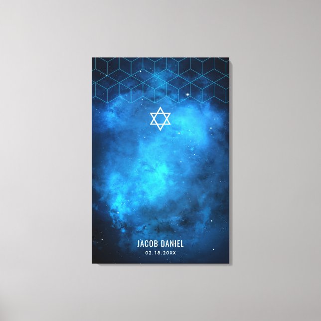 Toile Blue Space Galaxy Bar Mitzvah Se connecter Tableau (Recto)