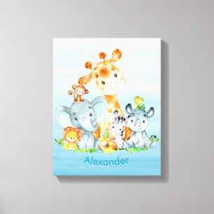 Toile Blue Watercolor Cute