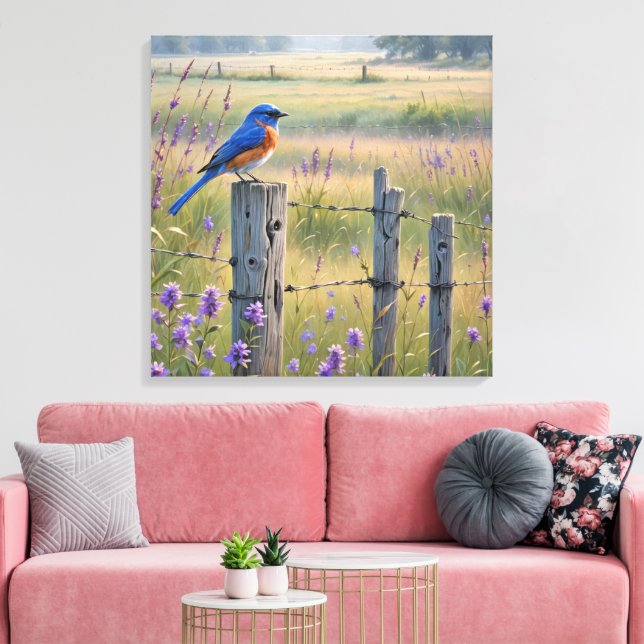 Toile Bluebird Sur Un Poste De Clôture (Insitu(Salon))