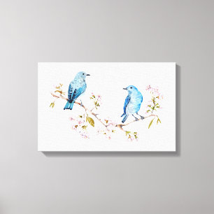 Toile Bluebirds de montagne sur la branche Sakura