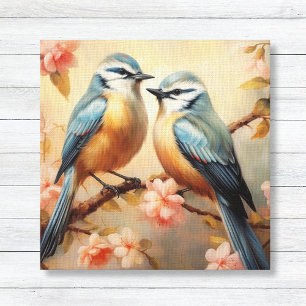 Toile Bluebirds sur Cherry Blossom Amour de la nature