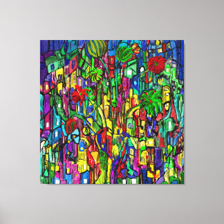 Toile Blumen-Baum im Häusermeer.