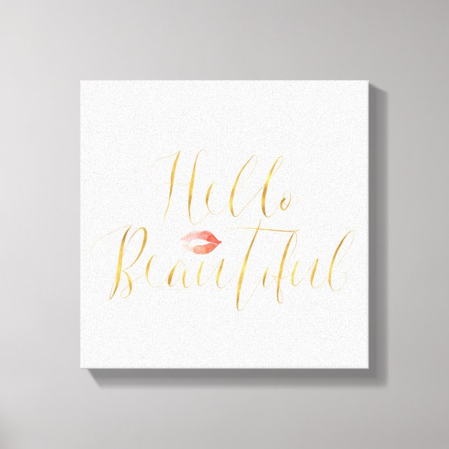 Toile Blush Pink Gold Hello Belles lèvres (Recto)