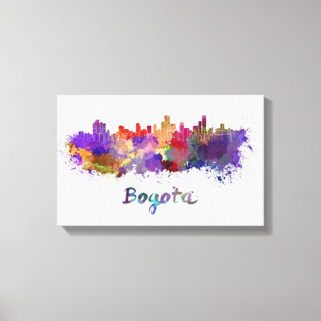 Toile Bogota skyline in watercolor (Recto)