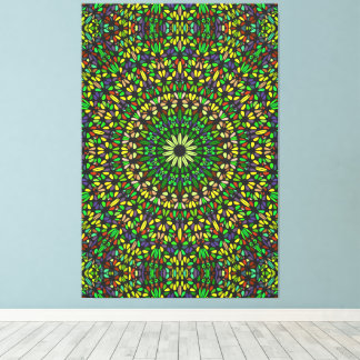 Toile Bohemian Green Stone Mandala Premium Wrapped