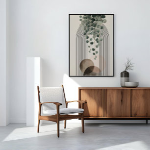 Toile Boho Arch Botanique   Eucalyptus Neutre Minimalist