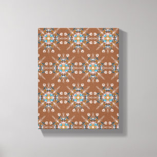 Toile Boho Blue Mandala Main Drag Art Brown