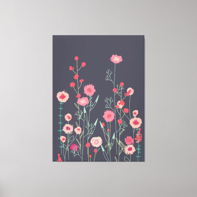 Toile Boho floral foncé (Recto)