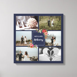 Toile Boho Flowers - Collage photo Mariage