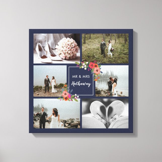 Toile Boho Flowers - Collage photo Mariage (Recto)
