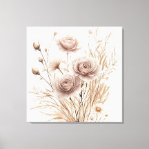 Boho romantique aquarelle Floral Art Canvas Imprim