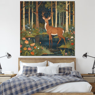 Toile Boho rustique bois de cerf boho forêt verte