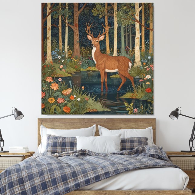 Toile Boho rustique bois de cerf boho forêt verte (Insitu(Chambre))