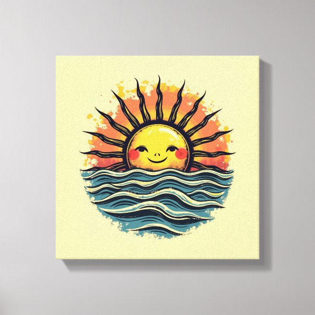 Toile Boho Sun Smiley Canvas Wall Art Imprimer (Recto)