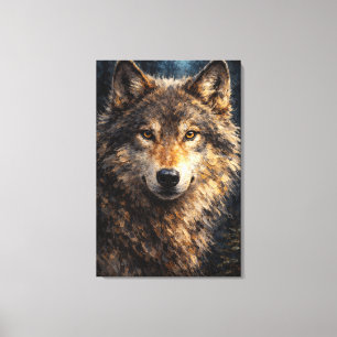 Toile Bois d'Argent Art de la faune du loup Étiré