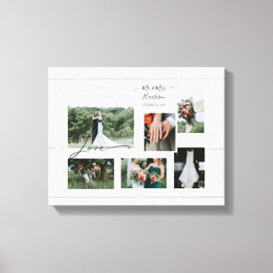 Toile Bois rustique Script Mariage Collage 6 Photographi