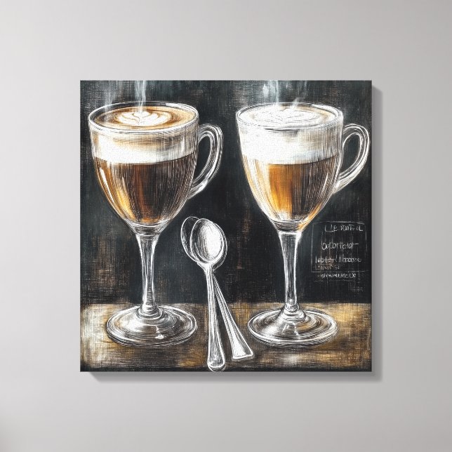 Toile Boissons Délicieuses De Café Dans Des Tasses De Ve (Recto)