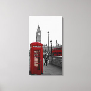 Toile Boîtier Red Phone et bus rouge Londres