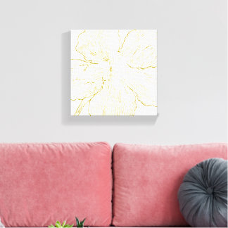 Toile Bold Gold Floral Line Art Minimalist Macro Bloom