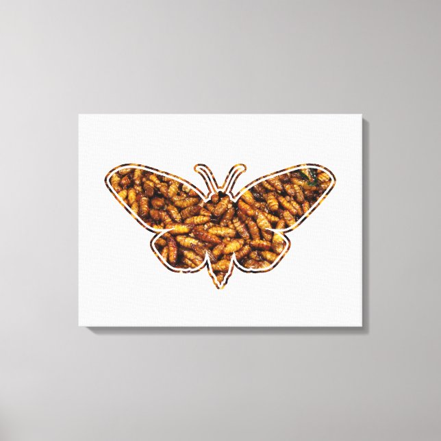 Toile Bombyx Mori Silk Moth Cycle de vie Silhouette (Recto)