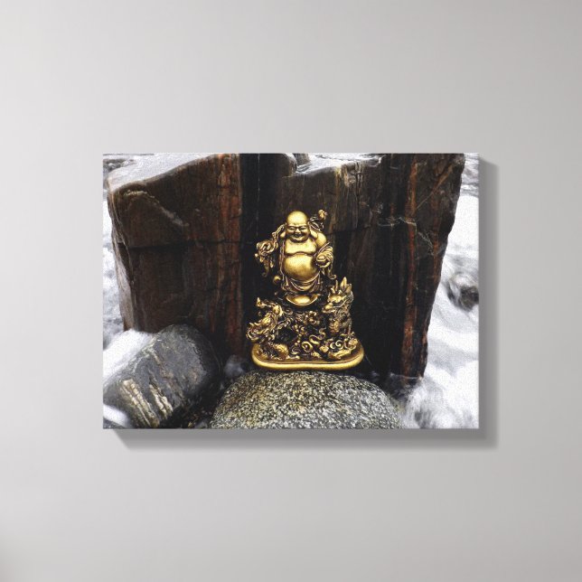Toile Bon Bouddha parmi les vagues qui s'écrasent (Recto)