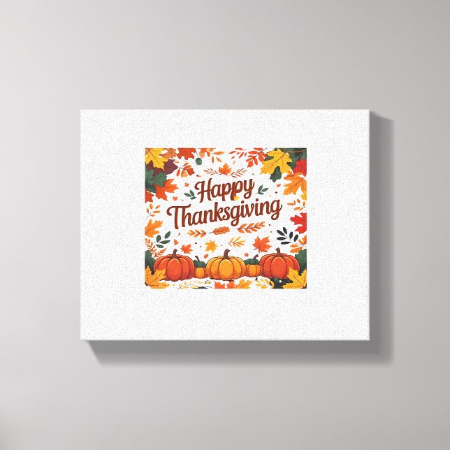 Toile Bon thanksgiving - Citrouilles d'automne et feuill (Recto)