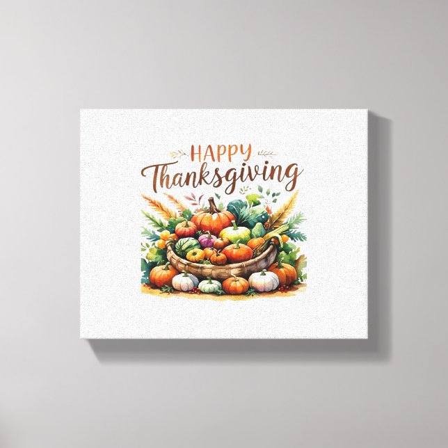 Toile Bon thanksgiving - Panier de récolte avec Citrouil (Recto)