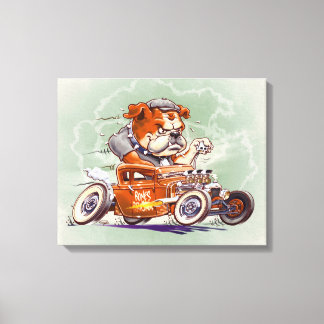 Toile Bones Brigade - Bulldog in Hot Rod - Dessin -
