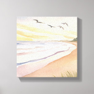 Toile Bord de l'océan   Aquarelle lumineuse et aérée