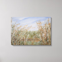 Bord sauvage d'une aquarelle d'étang naturel Impri