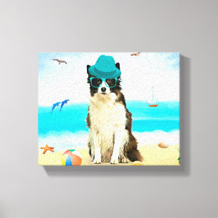 Toile Bordure Collie Dog sur la plage