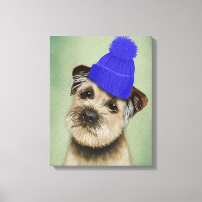 Toile Bordure Terrier avec Casquette Bobble Bleu (Recto)