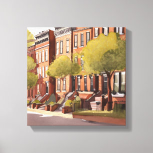 Toile Boston Brownstones   Rue Beacon Aquarelle